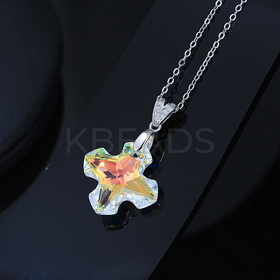 925 Sterling Silver Glass Pendant Necklaces NJEW-C048-01D-1