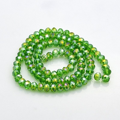 AB Color Plated Faceted Rondelle Electroplate Glass Beads Strands GLAA-A024D-AB03-1