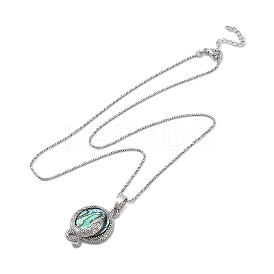 Rack Plating Natural Paua Shell Pendants Necklace NJEW-B104-01P-1