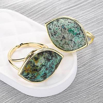 Horse Eye Natural African Turquoise(Jasper) Cuff Rings RJEW-M076-04G-06-1