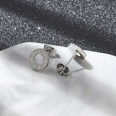 304 Stainless Steel Micro Pave Clear Cubic Zirconia Stud Earrings STAS-Z107-01P-02-1