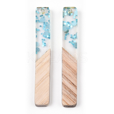 Transparent Resin & White Wood Big Pendants RESI-N039-47-1