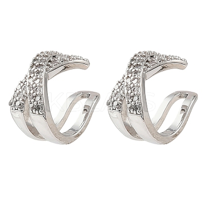Brass Rhinestone Cuff Errings LS-RB-Z001-03P-1