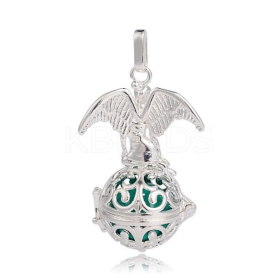 Silver Color Plated Brass Hollow Round Cage Pendants LS-KK-J248-07S-1