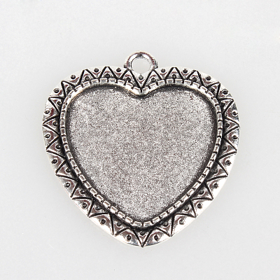 Vintage Tibetan Style Alloy Pendant Cabochon Bezel Settings X-TIBEP-O006-17AS-1