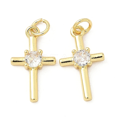Brass Micro Pave Cubic Zirconia Pendants KK-Z120-54G-04-1