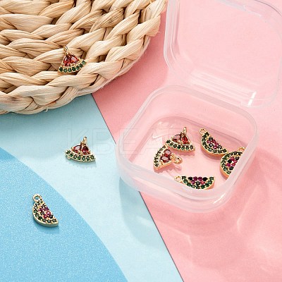 8Pcs Brass Micro Pave Colorful Cubic Zirconia Charms KK-LS0001-40-1