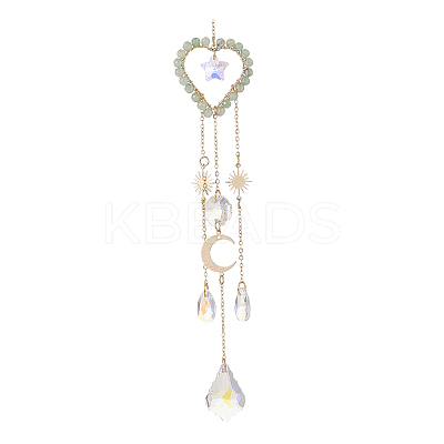 Glass Teardrop & Star Window Hanging Suncatchers HJEW-JM00905-04-1