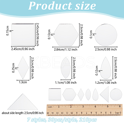 210Pcs 7 Styles Glass Mirror Mosaic Tiles DIY-OC0011-76-1