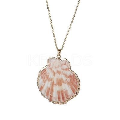12Pcs 12 Styles Electroplated Natural Mixed Shell Pendant Necklaces NJEW-JN05212-1