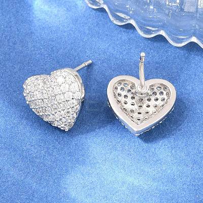 Brass Micro Pave Clear Cubic Zirconia Stud Earrings EJEW-G471-31P-02-1