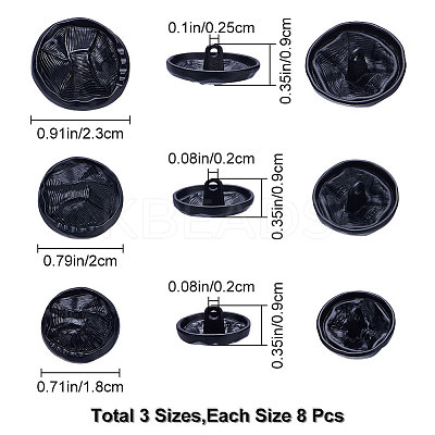 24Pcs 3 Style 1-Hole Alloy Shank Buttons BUTT-GF0001-37-1
