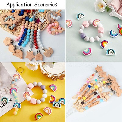 18Pcs 6 Colors Rainbow Silicone Focal Beads Bulk Rainbow Loose Spacer Beads Charm Color Silicone Beads Kit for DIY Necklace Bracelet Earrings Keychain Craft Jewelry Making JX322A-1