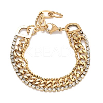 304 Stainless Steel Multi-strand Bracelets BJEW-C103-01G-1