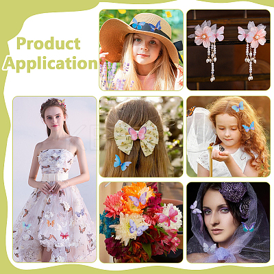 100Pcs 3D Butterfly Organza Rinestone Face Eye Stickers MRMJ-ME0001-06-1