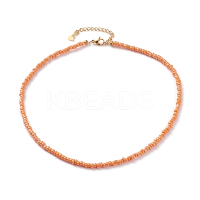 Round Glass Seed Beaded Necklaces NJEW-JN03207-1