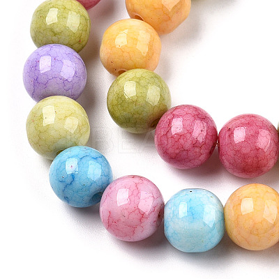 Ombre Effect Dyed Crackle Glass Round Beads Strands GLAA-T031-10mm-01D-1