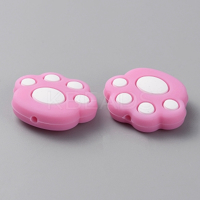 Paw Print Food Grade Eco-Friendly Silicone Focal Beads SIL-SZC0003-06J-1