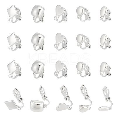 20Pcs 5 Styles Alloy Clip-on Earring Findings FIND-UN0002-38P-1