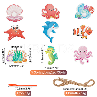 Ocean Theme Sea Animal Pendant Decoration HJEW-WH0042-85-1