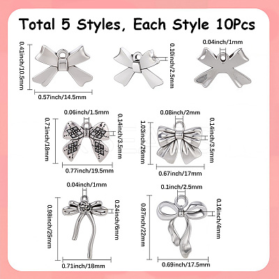 50Pcs 5 Styles Tibetan Style Alloy Charms FIND-SC0016-15-1