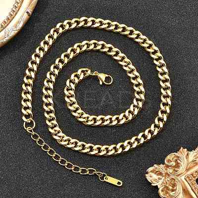 304 Stainless Steel Cuban Link Chain Necklaces for Women Men NJEW-G161-02G-1