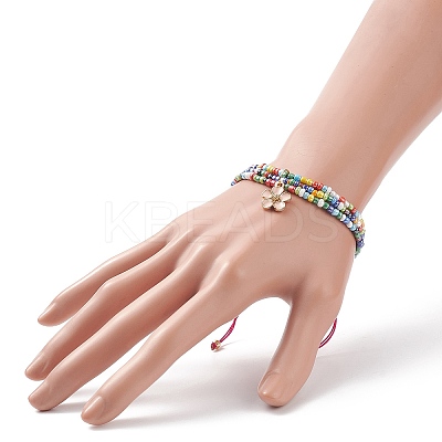 Adjustable Glass Bead Braided Beaded Bracelet BJEW-JB08951-1