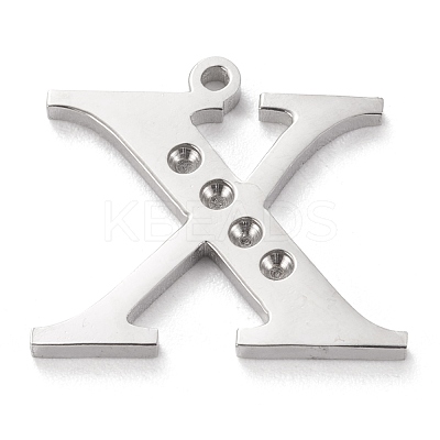 Tarnish Resistant 304 Stainless Steel Letter Pendant Rhinestone Settings STAS-J028-01X-1