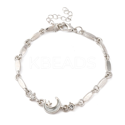 Alloy Pave Cubic Zirconia Moon Link Bracelets WG9EBEA-06-1