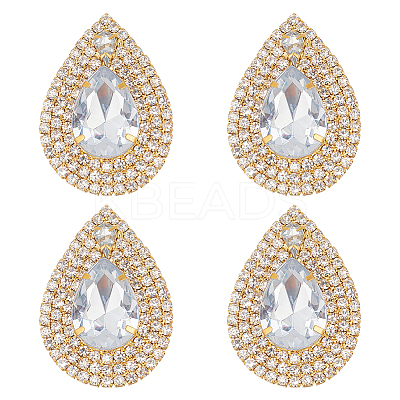 4Pcs Brass Rhinestone Shoe Decorations FIND-MA0001-02A-1