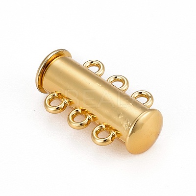 3-Strands 6-Holes Tube Brass Magnetic Slide Lock Clasps KK-D473-G-NF-1