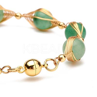 Natural Green Aventurine Beaded Bracelets for Men Women BJEW-TA00012-02-1