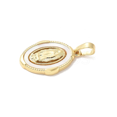 Brass Pave Natural White Shell Pendants KK-S522-07D-G-1