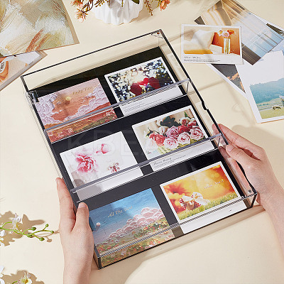 3-Tier Rectangle Wall Mounted Acrylic Baseball Card Display Cases with Magnetic Lid ODIS-WH0331-19B-1