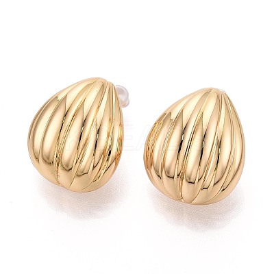 Brass Stud Earrings EJEW-T048-12G-1