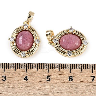 Natural Rhodonite Oval Pendants KK-P283-42B-GG-1