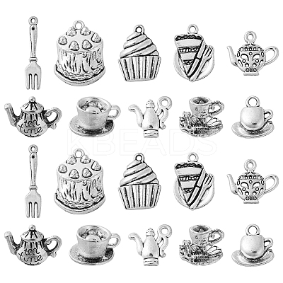 100Pcs 10 Styles Tibetan Style Alloy Pendants TIBEP-CJ0002-75-1