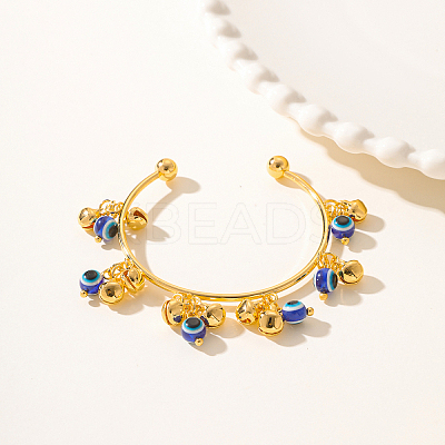 Golden Element Bell Handmade Lampwork Evil Eye Cuff Bangle for Women's Daily Party YH4756-1-1