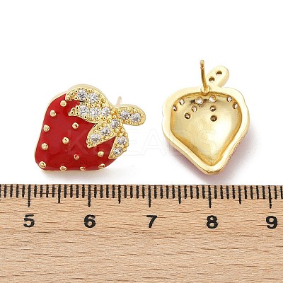 Brass Micro Pave Clear Cubic Zirconia Stud Earrings EJEW-F895-27C-01G-1