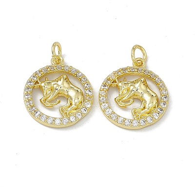 Real 18K Gold Plated Brass Micro Pave Clear Cubic Zirconia Pendants KK-E068-VB409-2-1