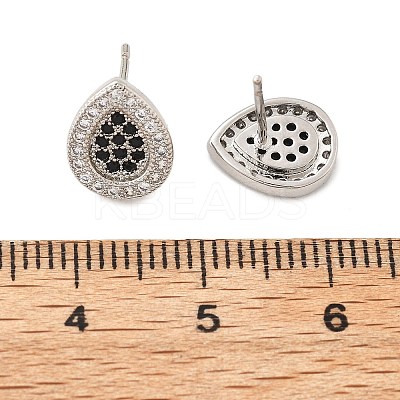Brass Micro Pave Cubic Zirconia Stud Earrings for Women EJEW-G428-11P-02-1