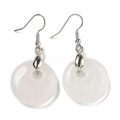 Rack Plating Brass Flat Round Dangle Earrings for Women EJEW-B064-01P-04-1