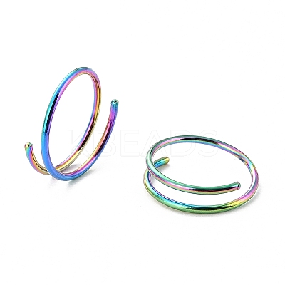Rainbow Color Double Nose Ring for Single Piercing LS-AJEW-C010-02M-03-1