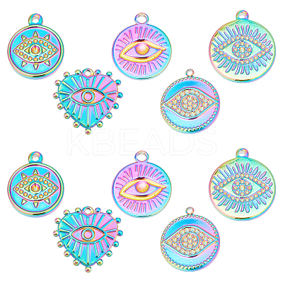 4Pcs 2 Style 304 Stainless Steel Pendant Enamel Settings STAS-DC0007-50-1