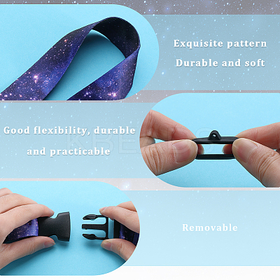 2Pcs 2 Style Polyester Ribbon Card Holder Lanyard DIY-GF0008-31-1