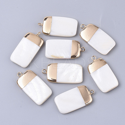 Electroplate Freshwater Shell Pendants SHEL-S276-62B-1