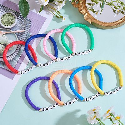 8Pcs 8 Colors Polymer Clay Heishi Surfer Stretch Bracelets Set BJEW-SW00085-1
