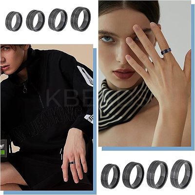 16Pcs 8 Size 316 Stainless Steel Grooved Finger Ring for Men Women RJEW-DC0001-09B-1