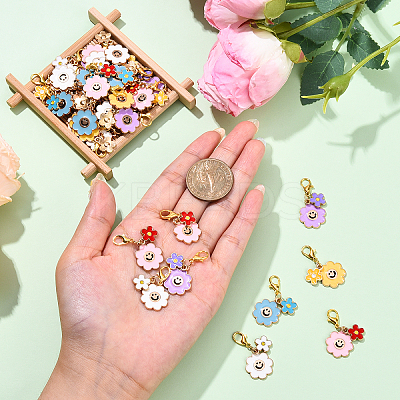 40Pcs 5 Colors Alloy Enamel Pendant Decorations HJEW-YW00159-1