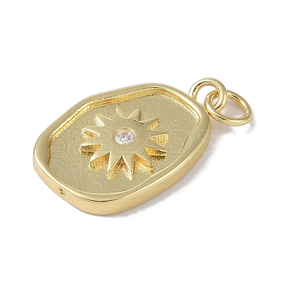 Rack Plating Brass Micro Pave CLear Cubic Zirconia Pendants KK-E110-05G-1